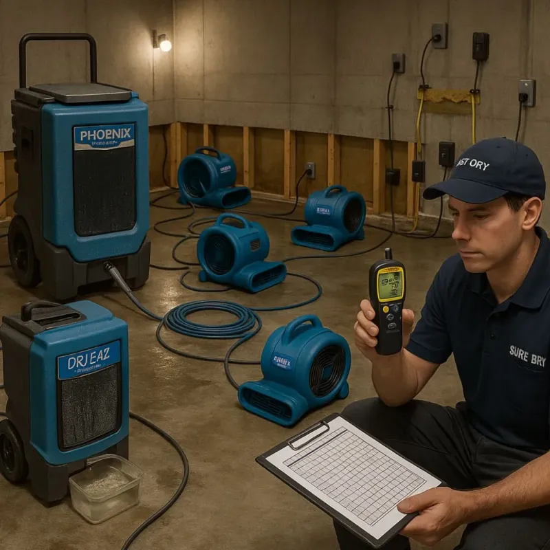 Structural Drying and Dehumidification process in Grady County, OK